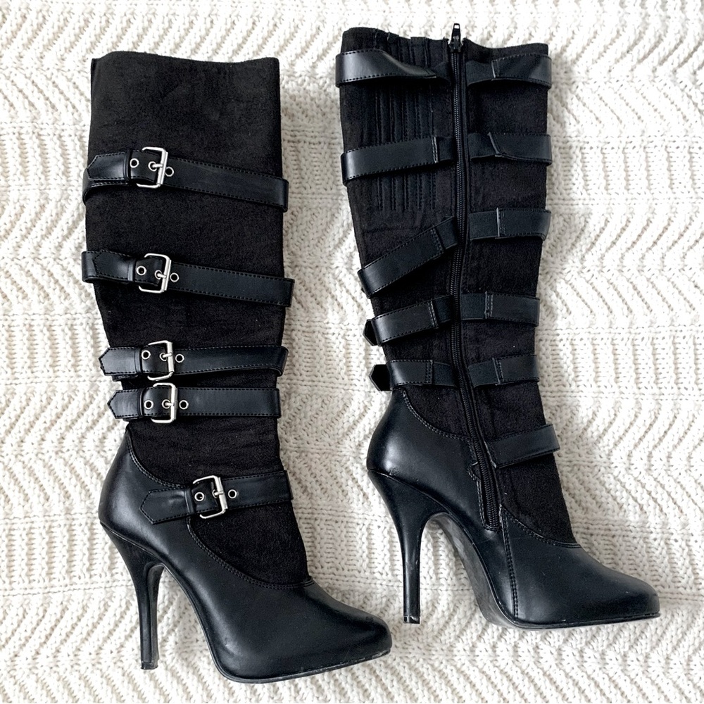 Funtasma Costume Boots Black Heels Buckle Straps